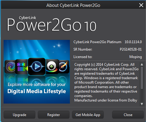 Cyberlink power2go 9 platinum